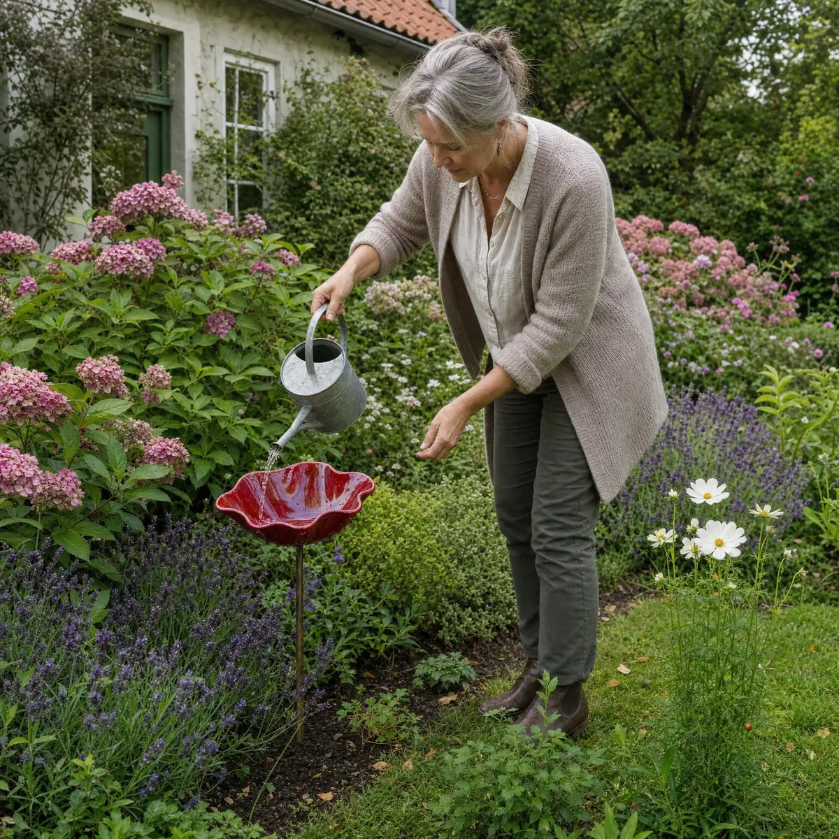Blütentränke — handgefertigte Vogeltränke für Vögel, Bienen und Schmetterlinge