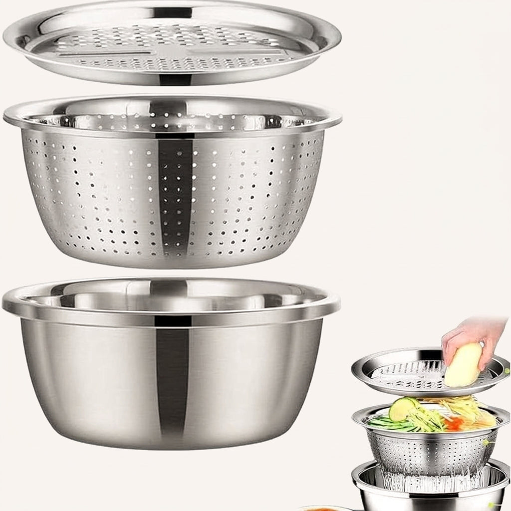 3 in 1 Premium Küchenschüssel Set – Edelstahl