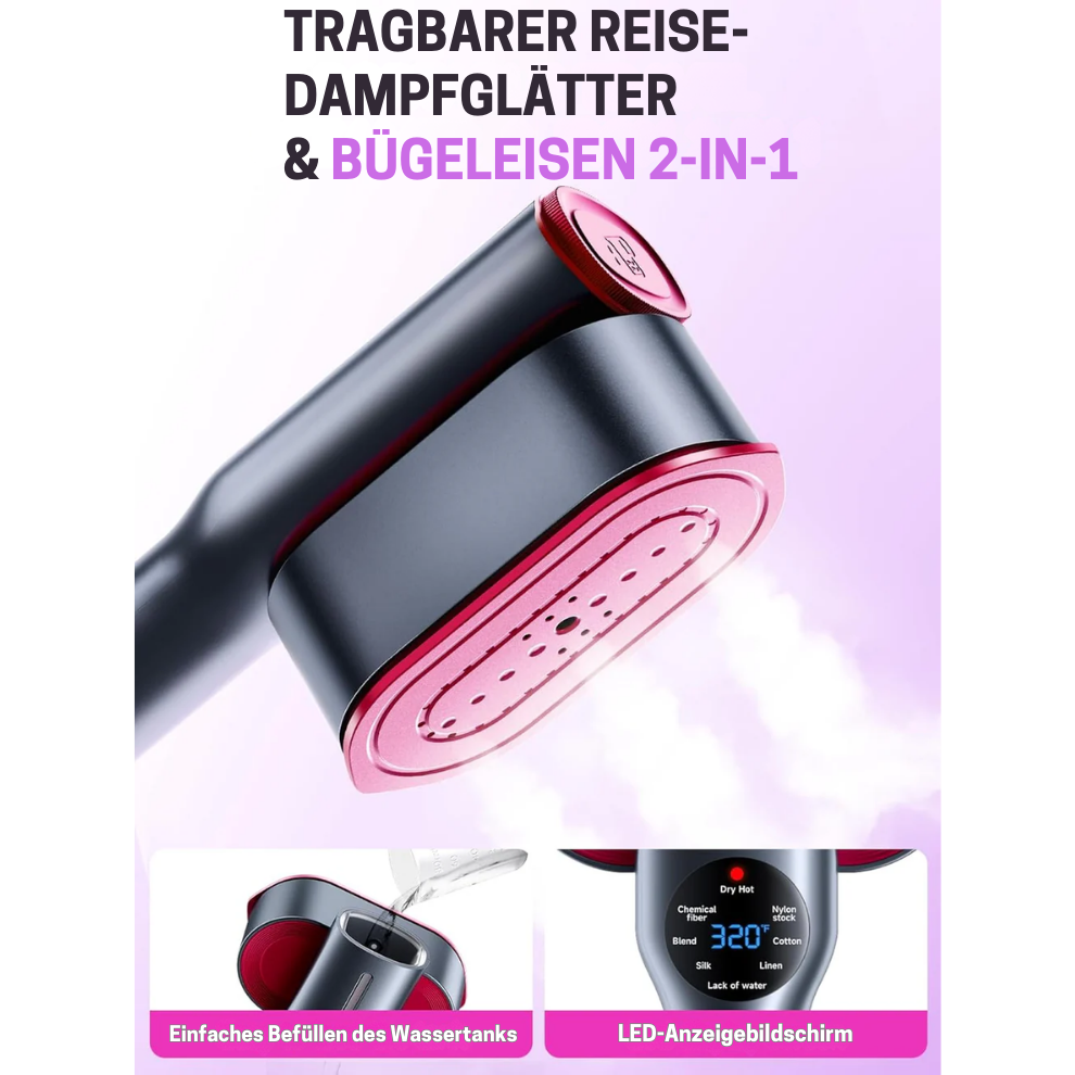 Portabler Reise-Dampfbügeleisen & Dampfglätter – 2-in-1 Kompaktes Design